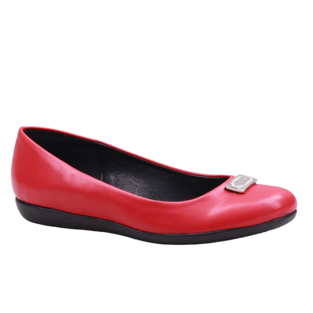 Flats para dama de punta redonda y adorno frontal