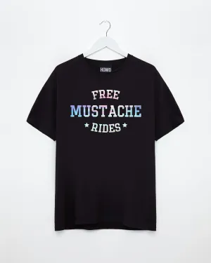 Free mustache rides, hologram - mens tshirt
