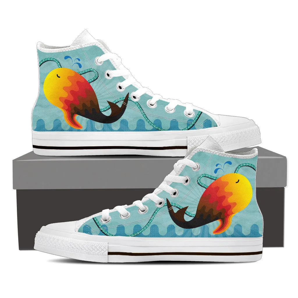 FUNKY WHALE HIGH-TOP SHOES MENS  - FREE SHIPPING WORLDWIDE