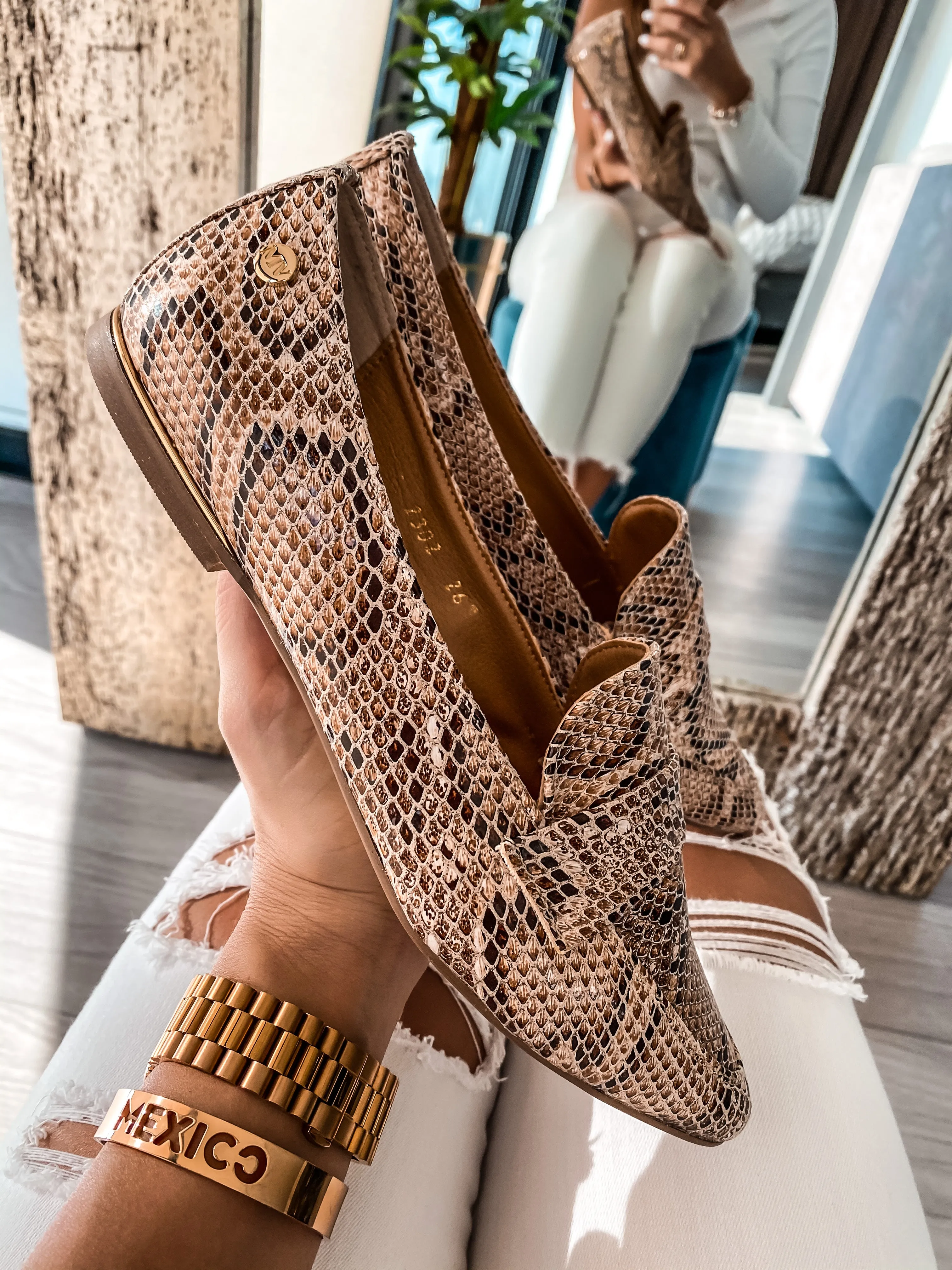 Gia Flats Snake Nude