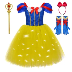Halloween Movie Cosplay Costume Girls Bow Glowing Princess Dress Classic Fairy Tale Princess Dress Carnival birthday party host costume