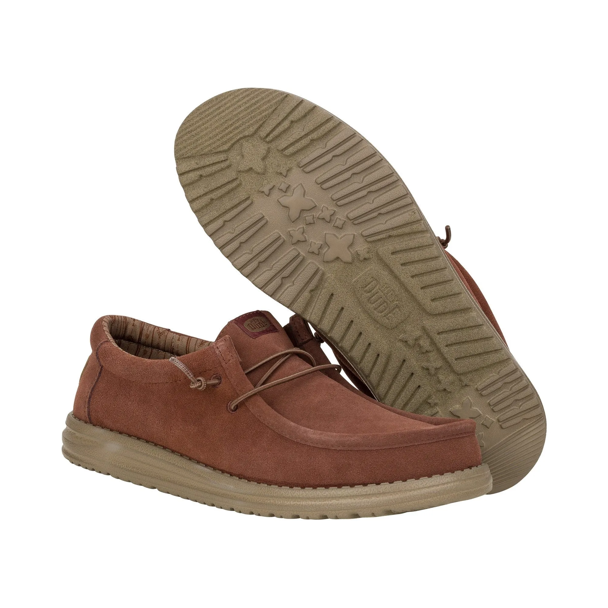 HEYDUDE Wally Suede Mens Shoes - Dark Brown