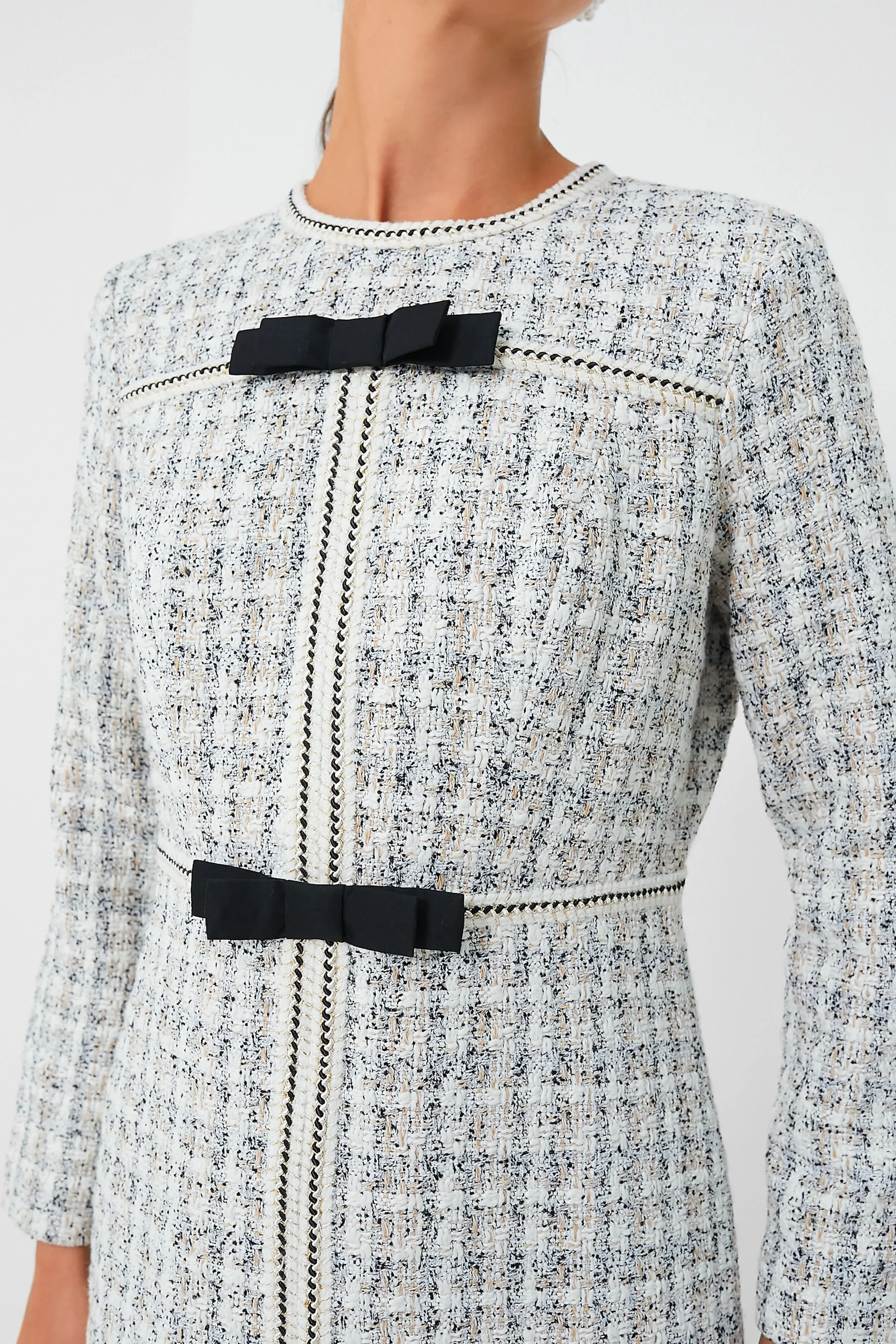 Ivory Bow Tweed Brigitta Dress