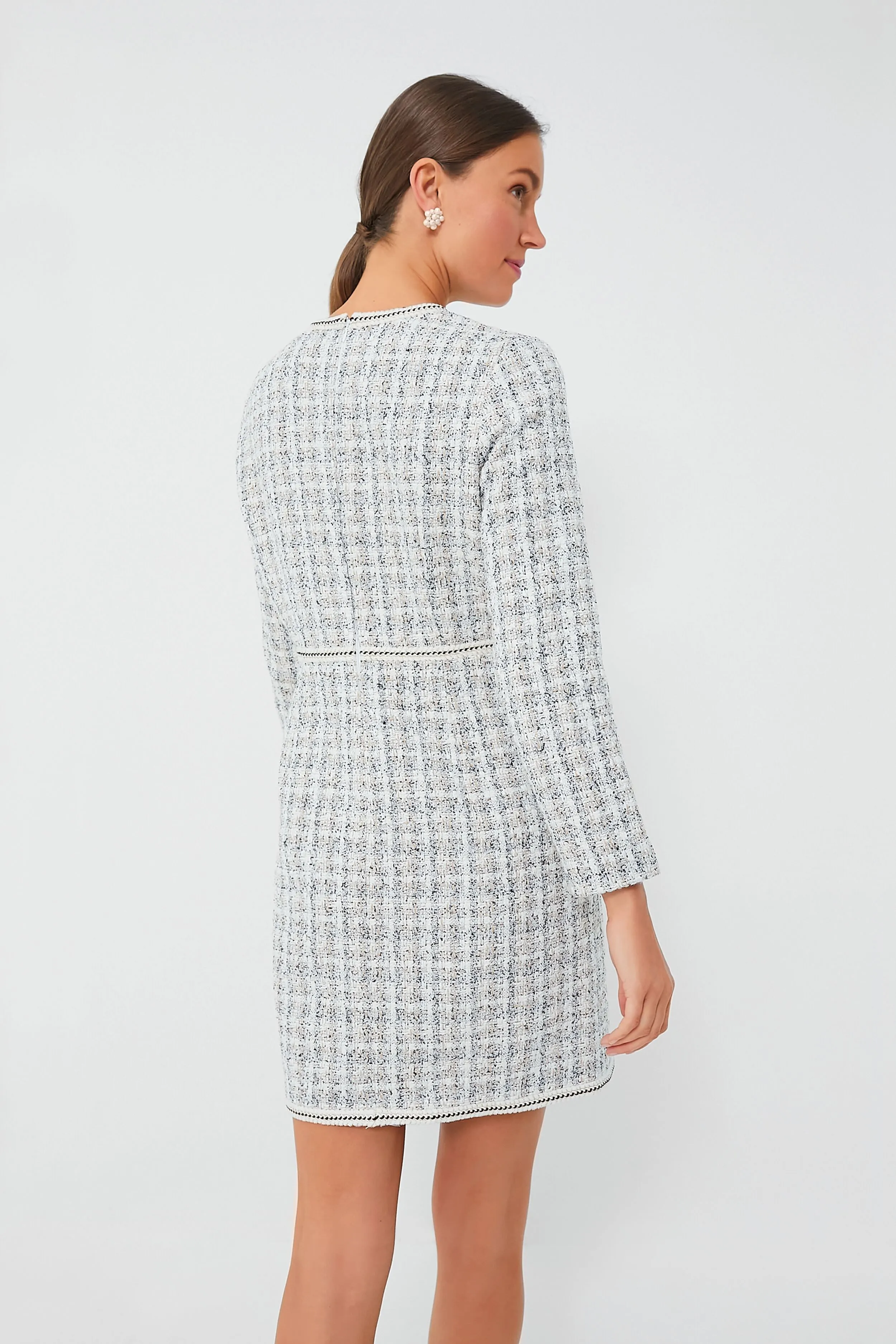 Ivory Bow Tweed Brigitta Dress
