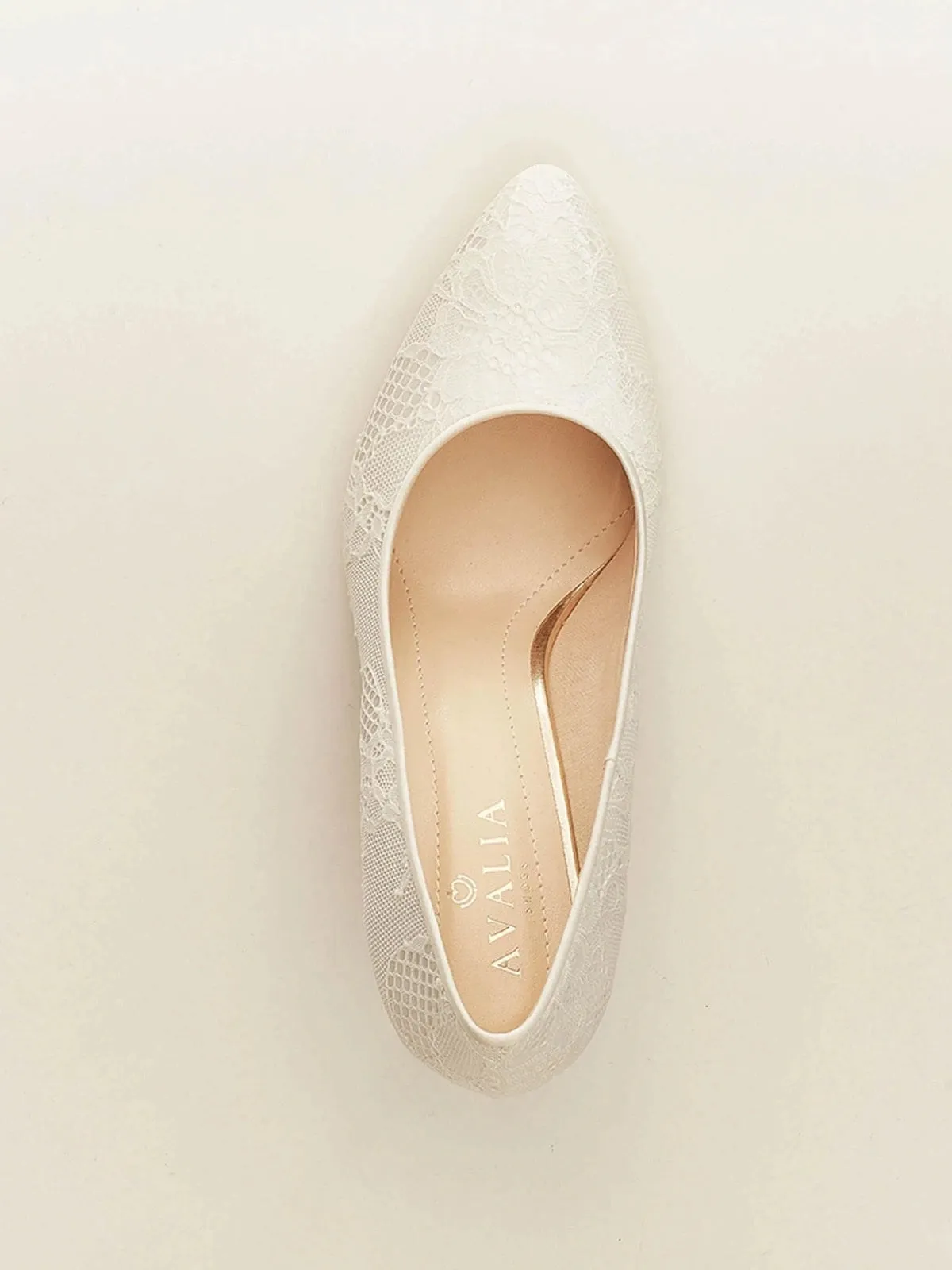 Ivory Lace Bridal Shoe, Wedding Court Shoe, DEMI