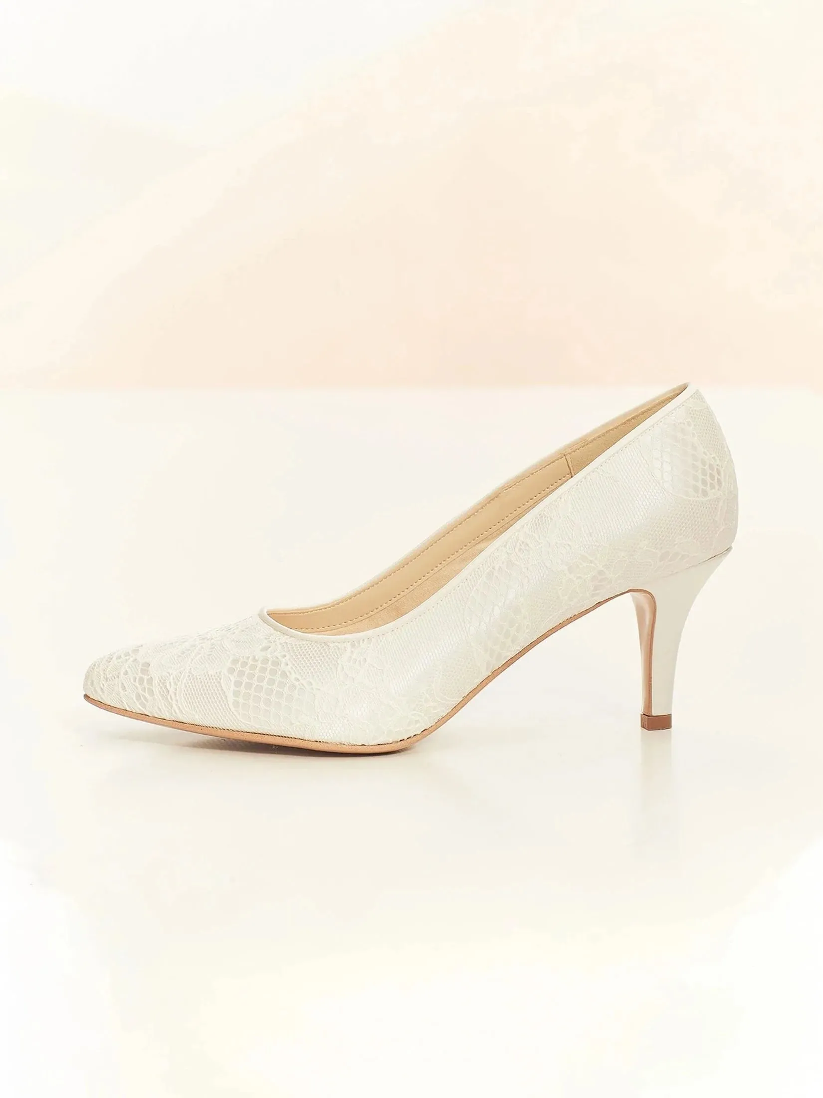 Ivory Lace Bridal Shoe, Wedding Court Shoe, DEMI