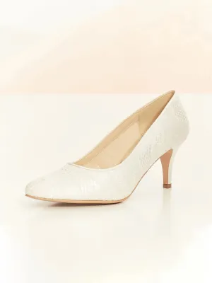 Ivory Lace Bridal Shoe, Wedding Court Shoe, DEMI