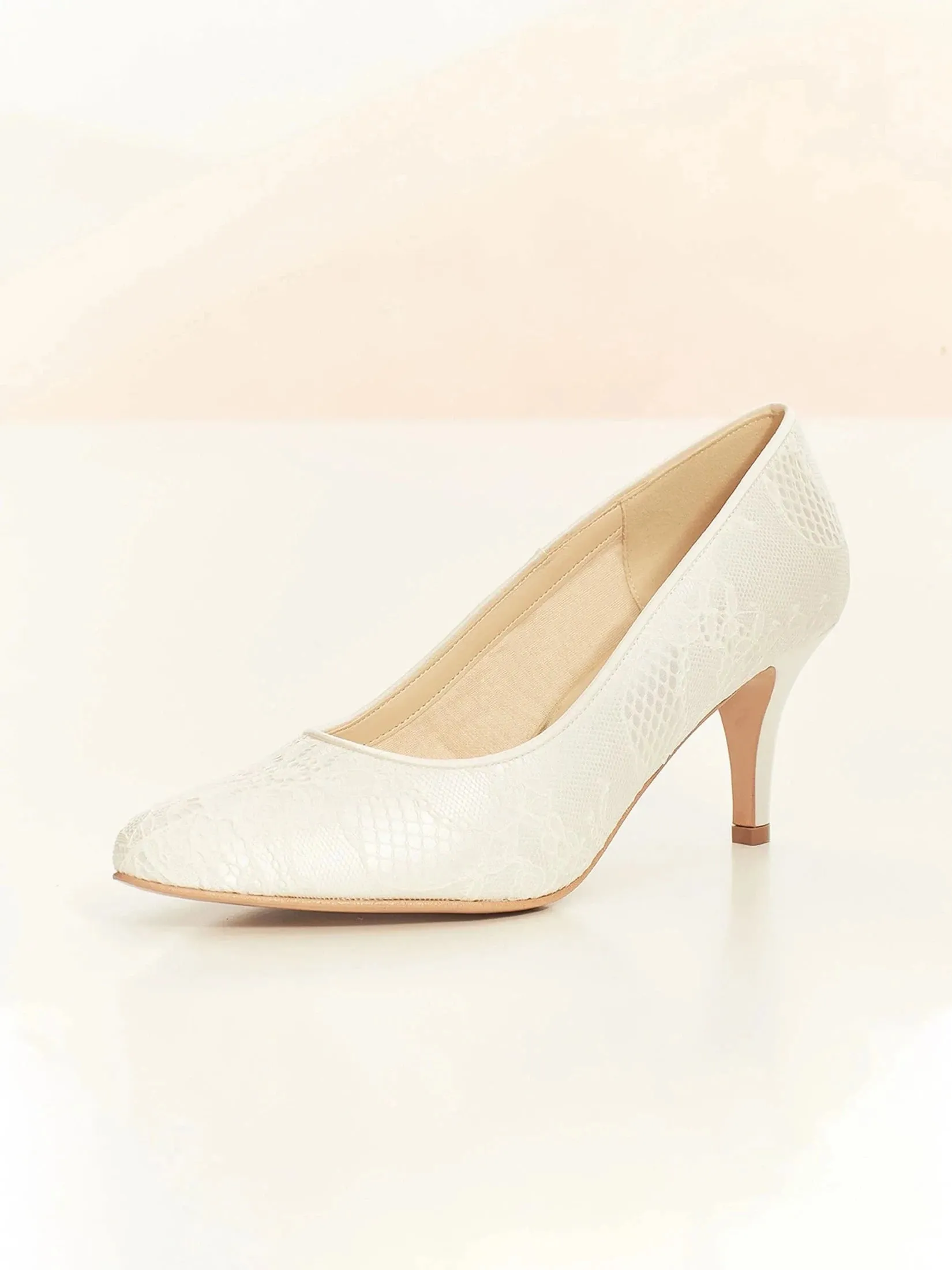 Ivory Lace Bridal Shoe, Wedding Court Shoe, DEMI