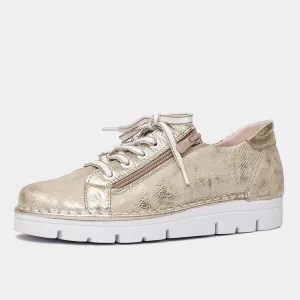 Js-2001 Champagne Leather Sneakers