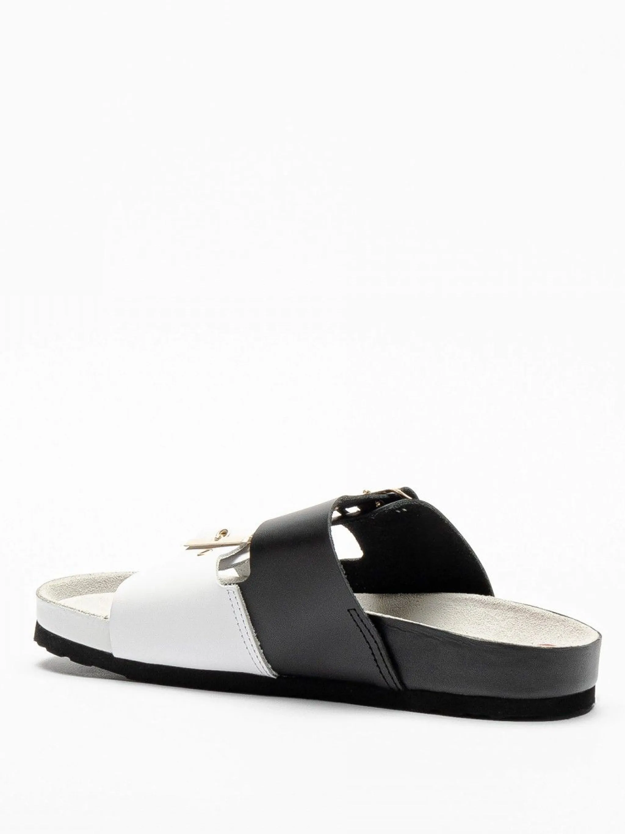 Logo Buckle Slides - Black / White