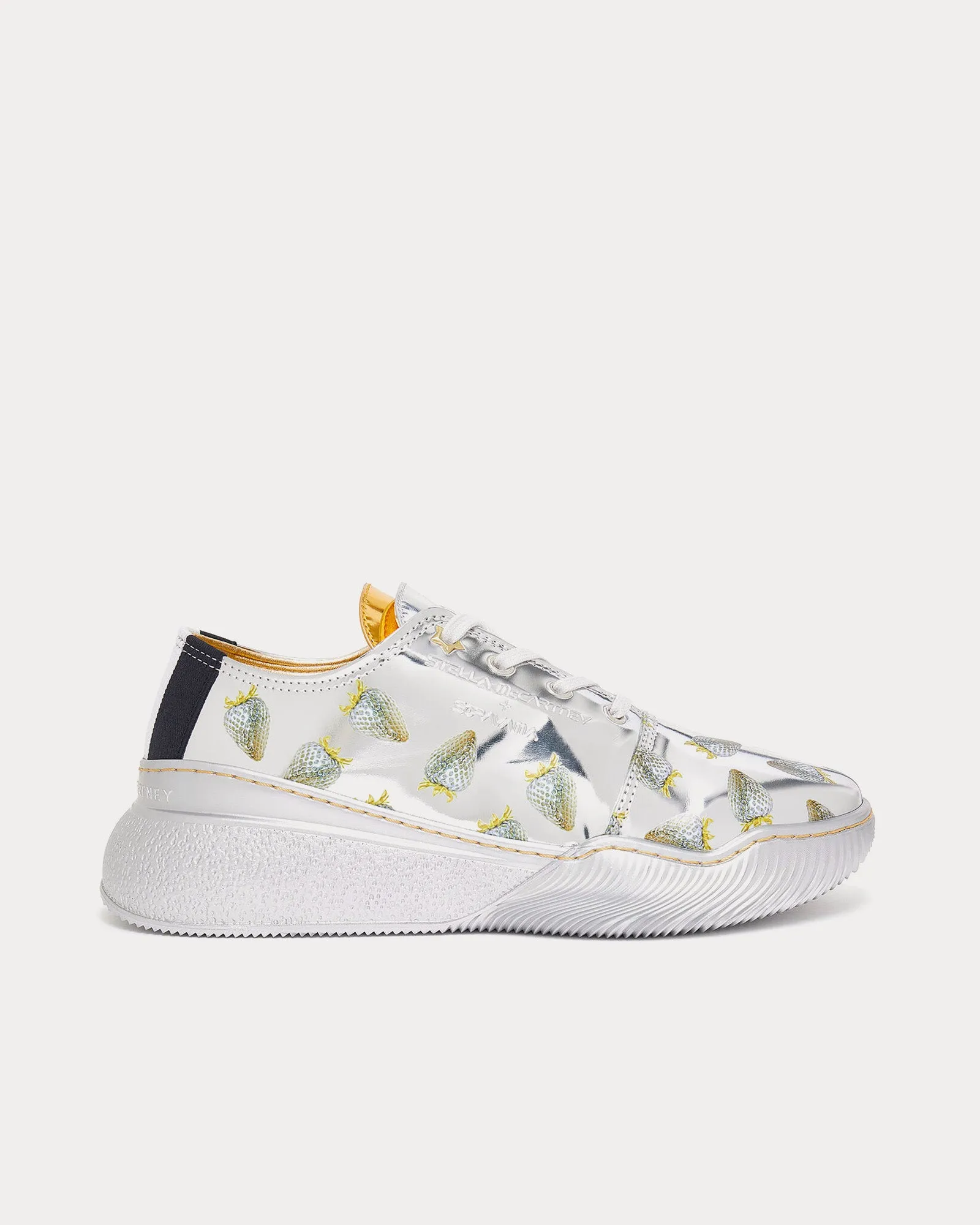 Loop Strawberry-Print Metallic Silver / Gold Low Top Sneakers