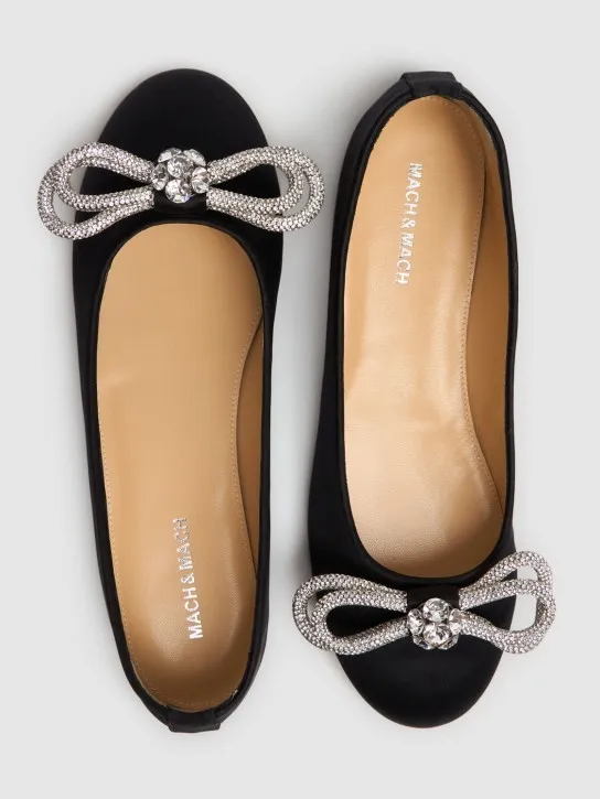 Mach &amp; Mach   10mm Double Bow satin ballerina flats 