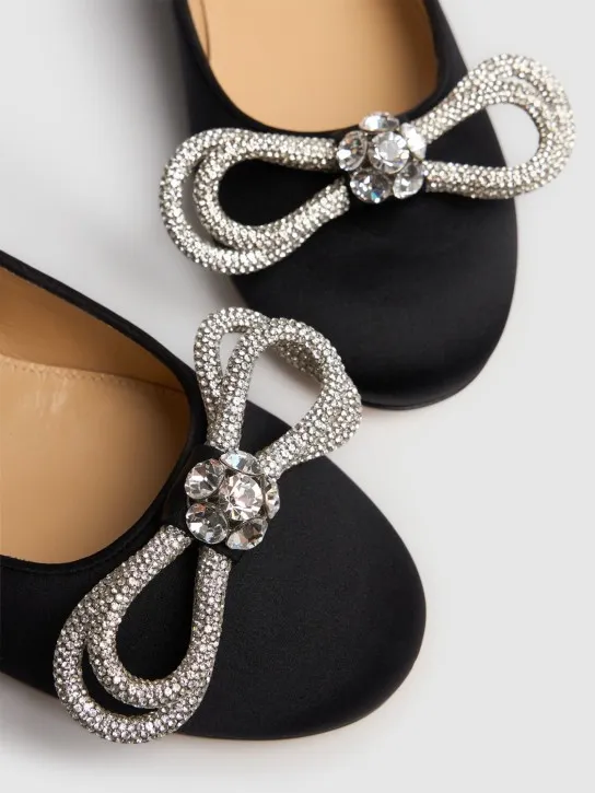 Mach &amp; Mach   10mm Double Bow satin ballerina flats 