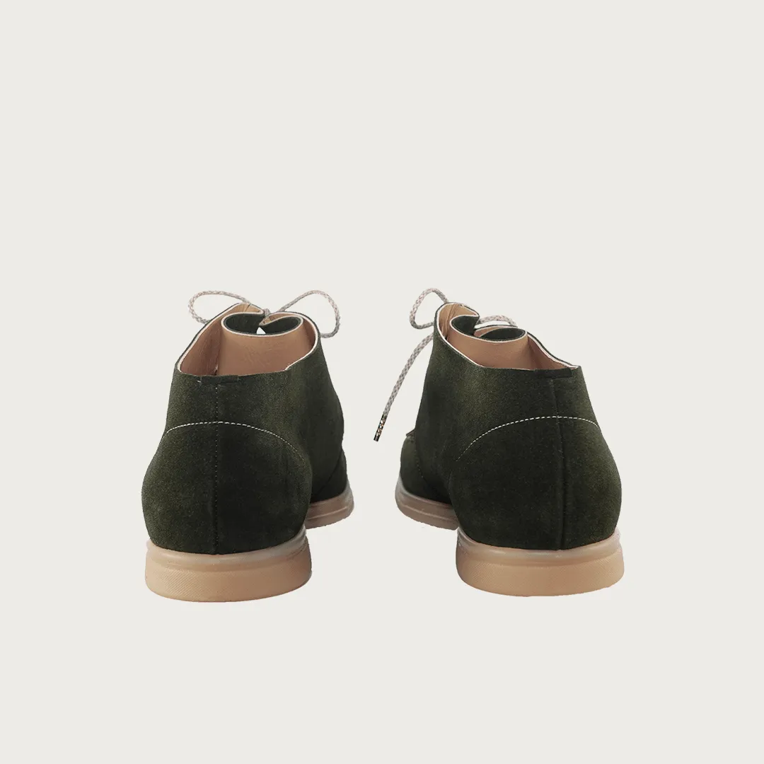 Men's Lace-up Shoes Military Green Suede