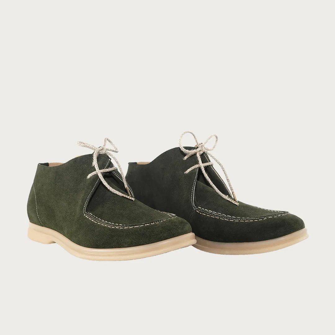 Men's Lace-up Shoes Military Green Suede