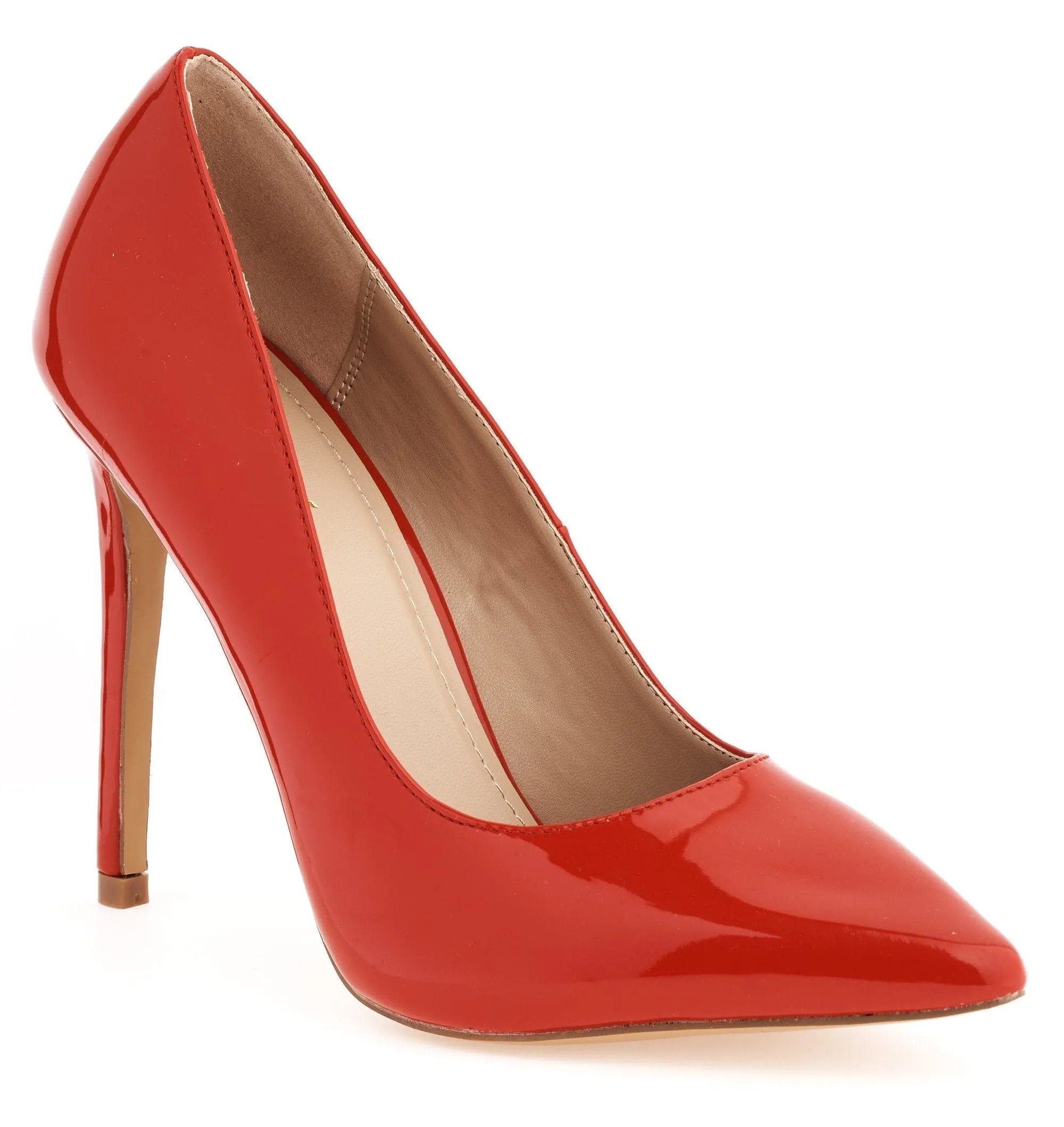 Mila High Stiletto Heel Court Shoe In Red Patent