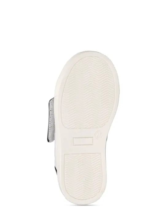 Moschino   Leather strap sneakers w/ patches 
