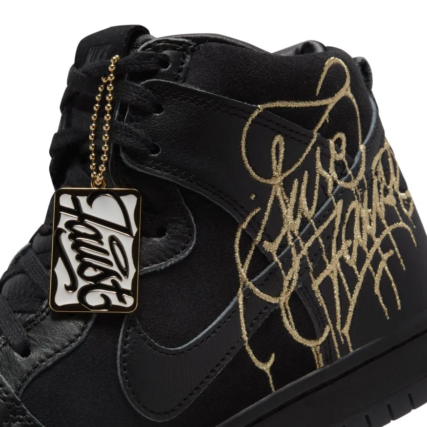 Nike SB Dunk High Pro Skateboard Shoes - Black/Black-Metallic Gold