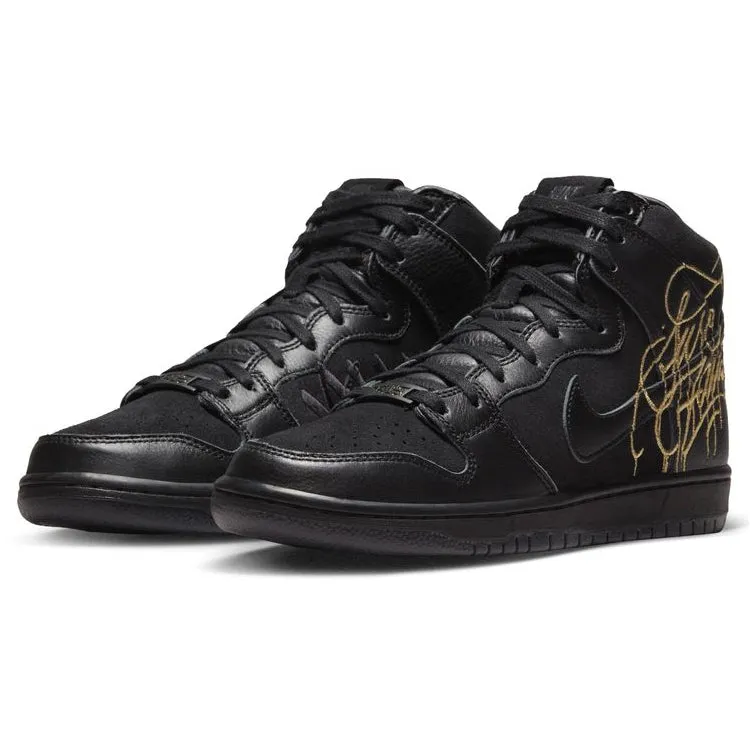Nike SB Dunk High Pro Skateboard Shoes - Black/Black-Metallic Gold