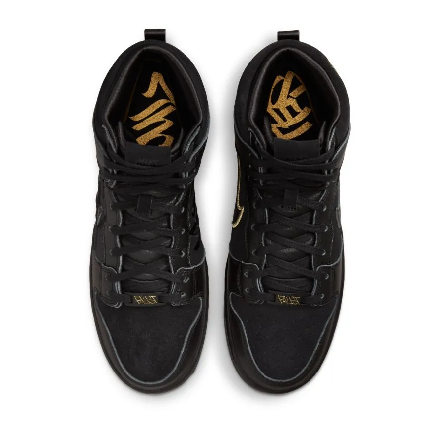 Nike SB Dunk High Pro Skateboard Shoes - Black/Black-Metallic Gold