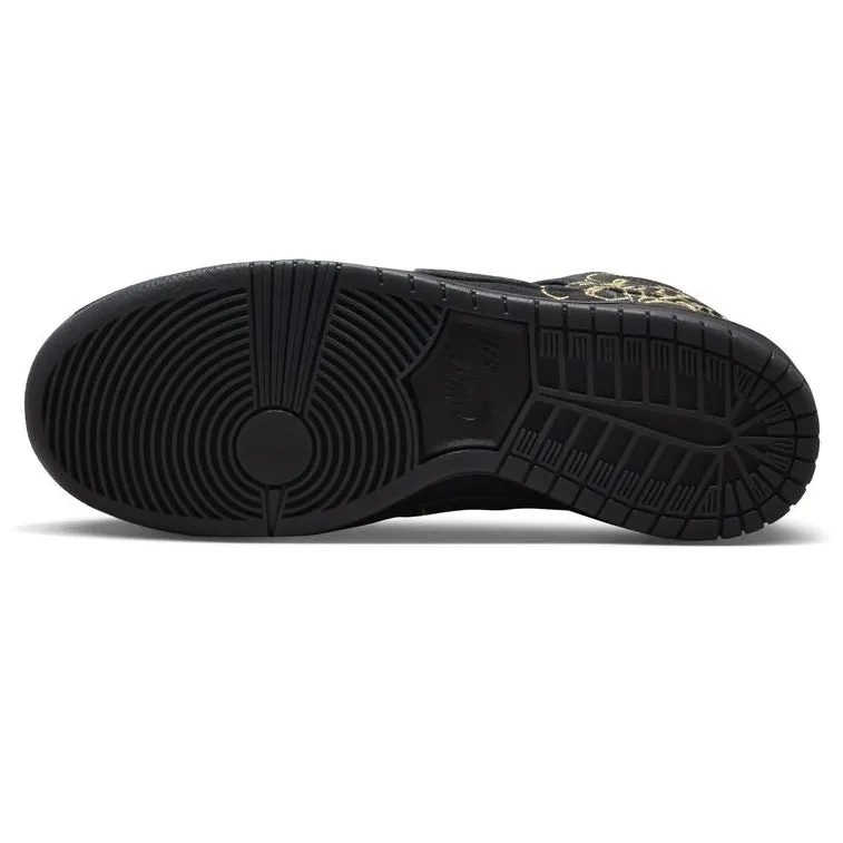 Nike SB Dunk High Pro Skateboard Shoes - Black/Black-Metallic Gold