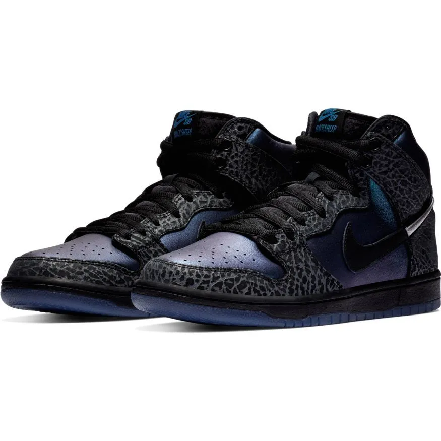 Nike SB Dunk High Pro x Black Sheep Black Hornet Skateboard Shoes - Black/Black - Dark Grey - Metallic Silver