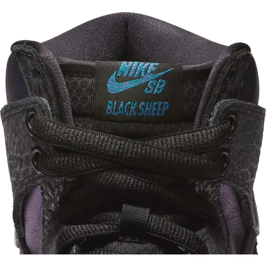 Nike SB Dunk High Pro x Black Sheep Black Hornet Skateboard Shoes - Black/Black - Dark Grey - Metallic Silver
