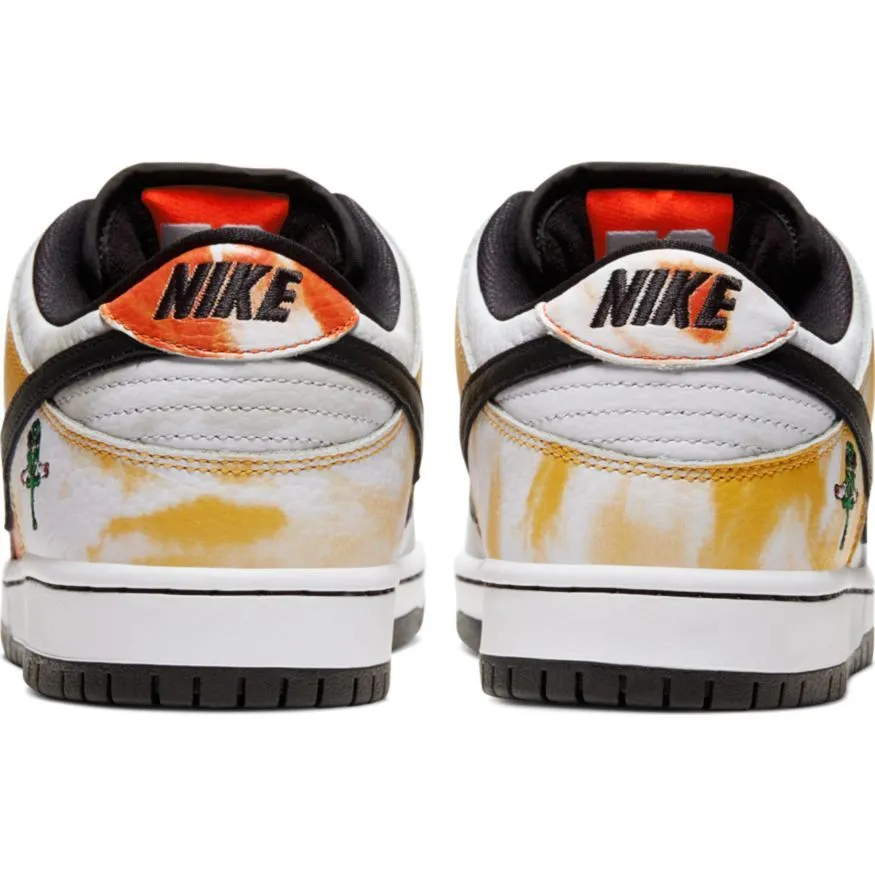 Nike SB Dunk Low Pro QS Tie Dye Raygun Skate Shoes - White/Bback-Orange Flash