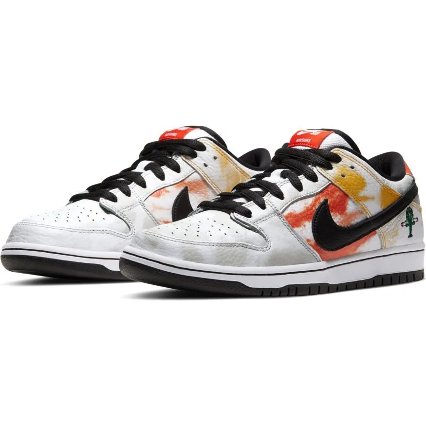 Nike SB Dunk Low Pro QS Tie Dye Raygun Skate Shoes - White/Bback-Orange Flash