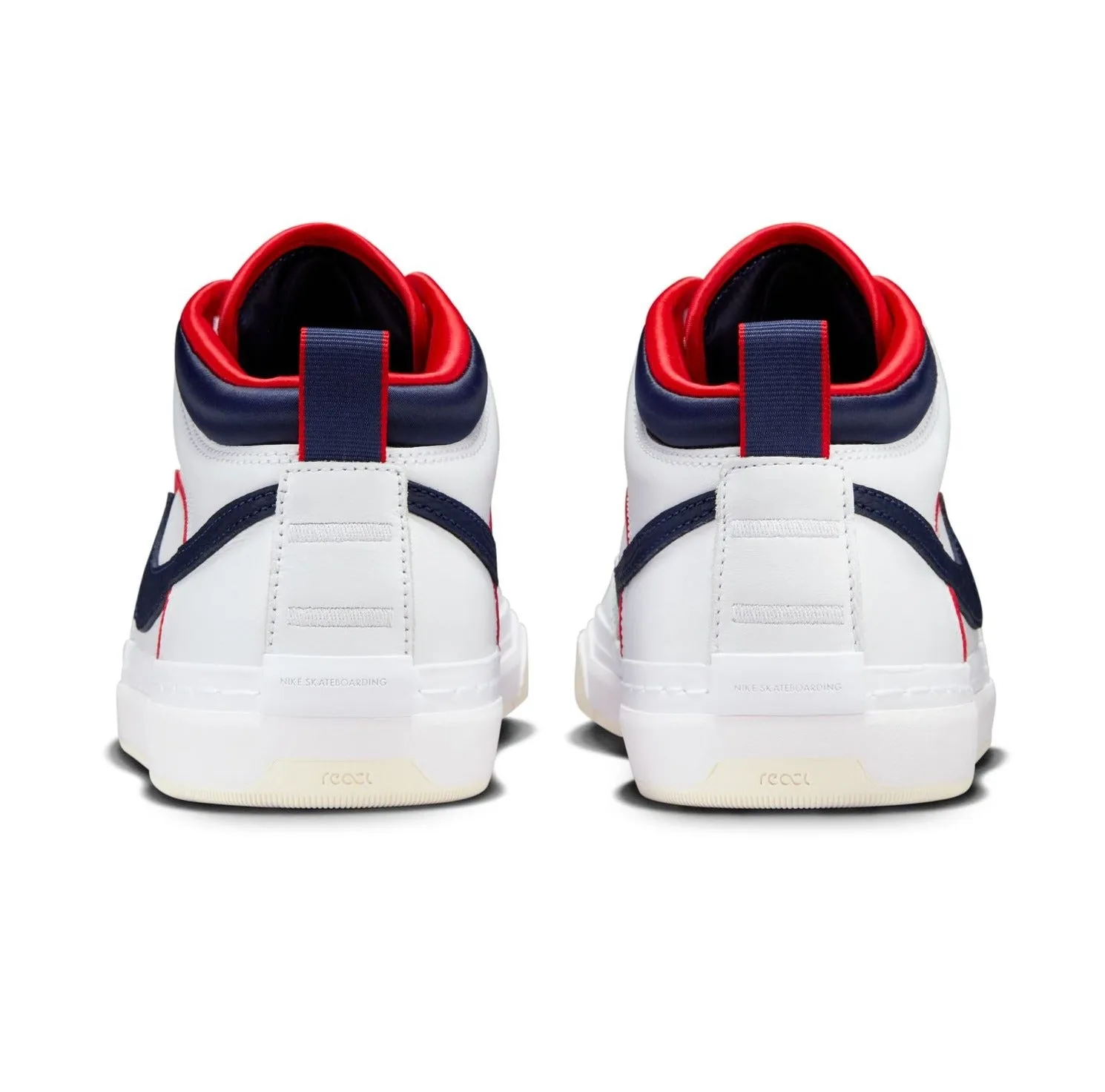 Nike SB Leo Baker React Premium Skateboard Shoe - White/Midnight Navy-University Red-White