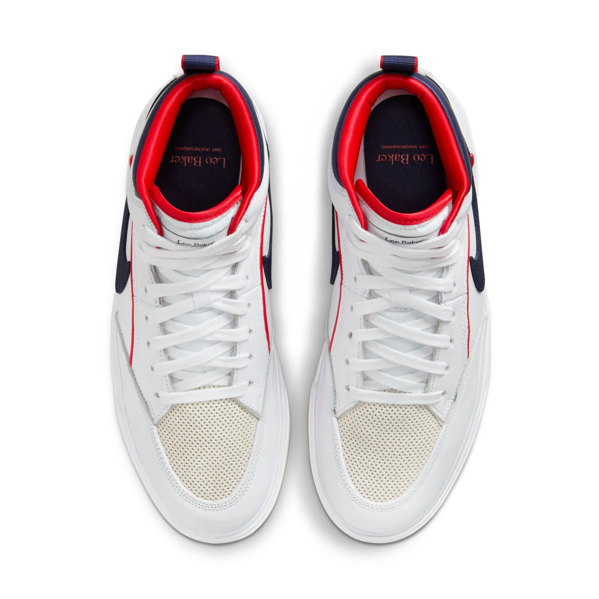 Nike SB Leo Baker React Premium Skateboard Shoe - White/Midnight Navy-University Red-White