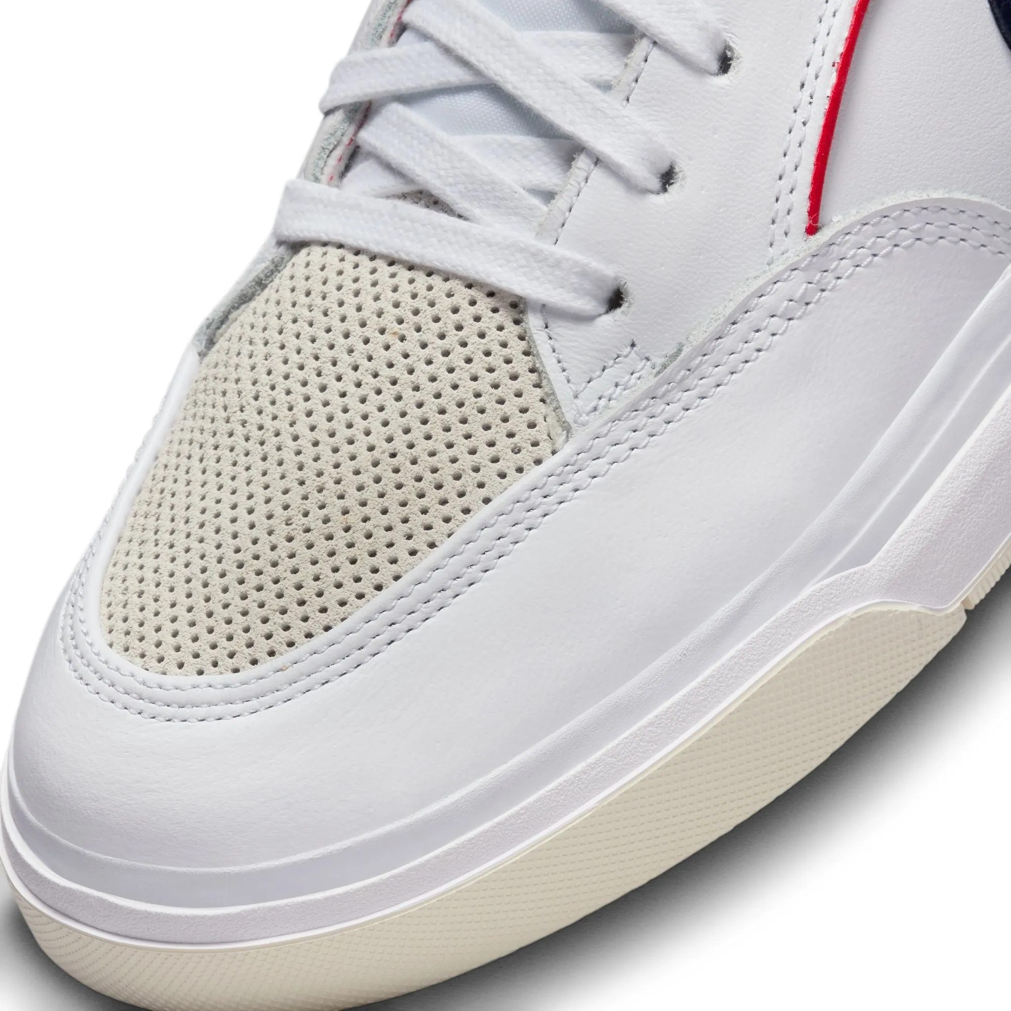 Nike SB Leo Baker React Premium Skateboard Shoe - White/Midnight Navy-University Red-White