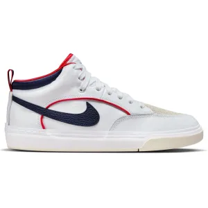 Nike SB Leo Baker React Premium Skateboard Shoe - White/Midnight Navy-University Red-White