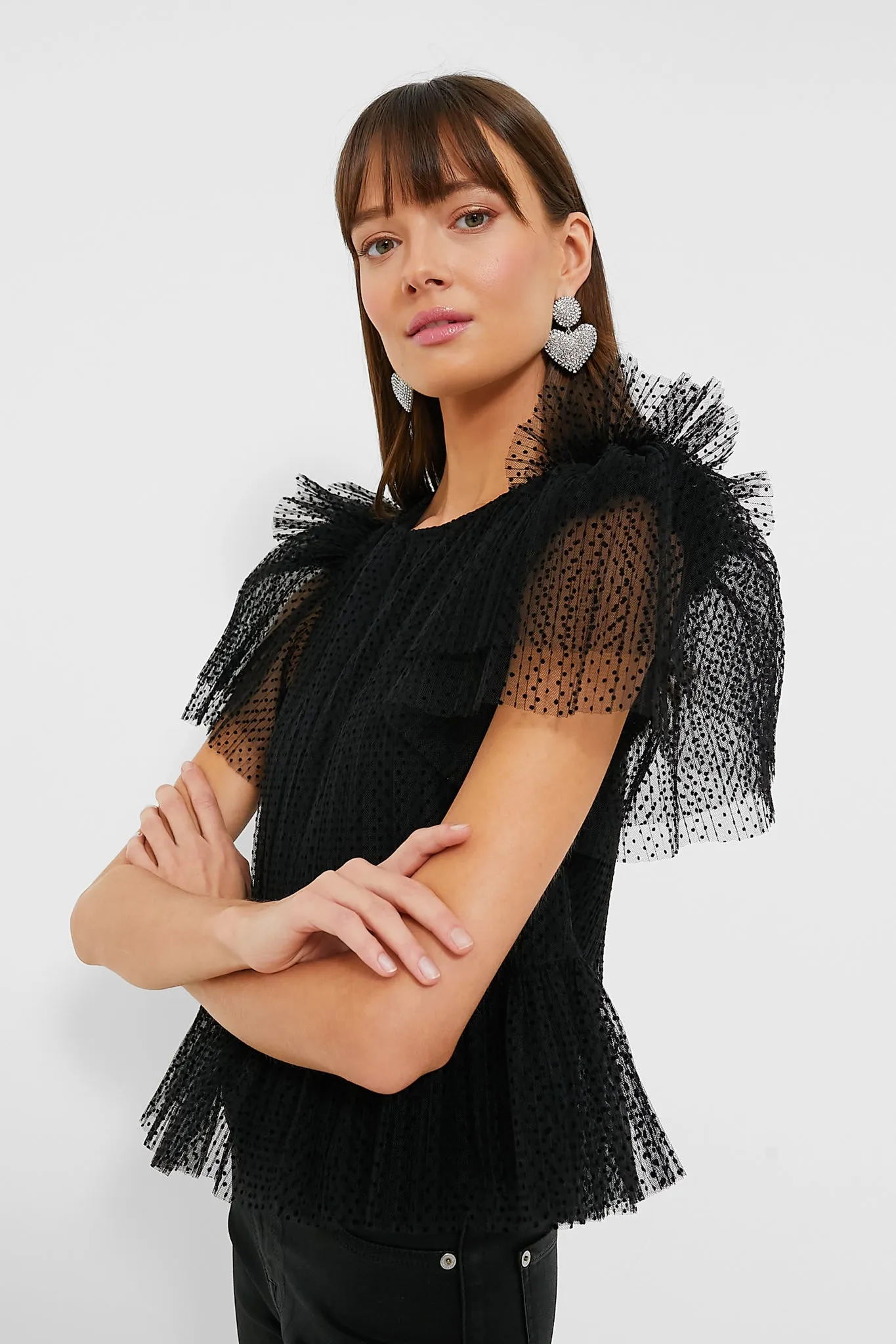 Onyx Flocked Tulle Heather Top