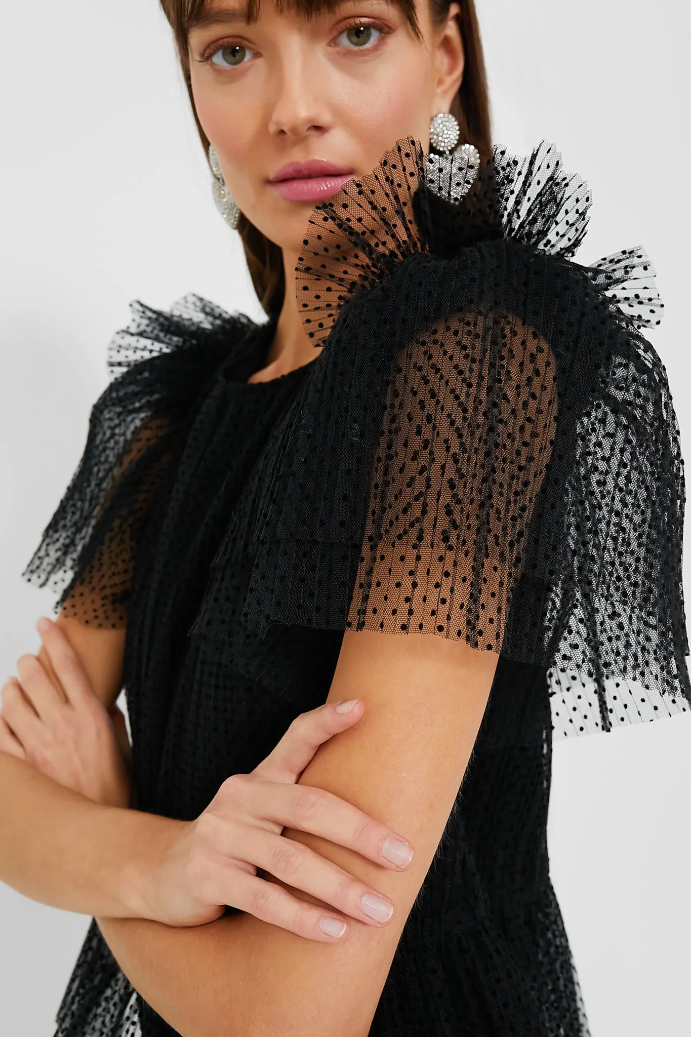 Onyx Flocked Tulle Heather Top