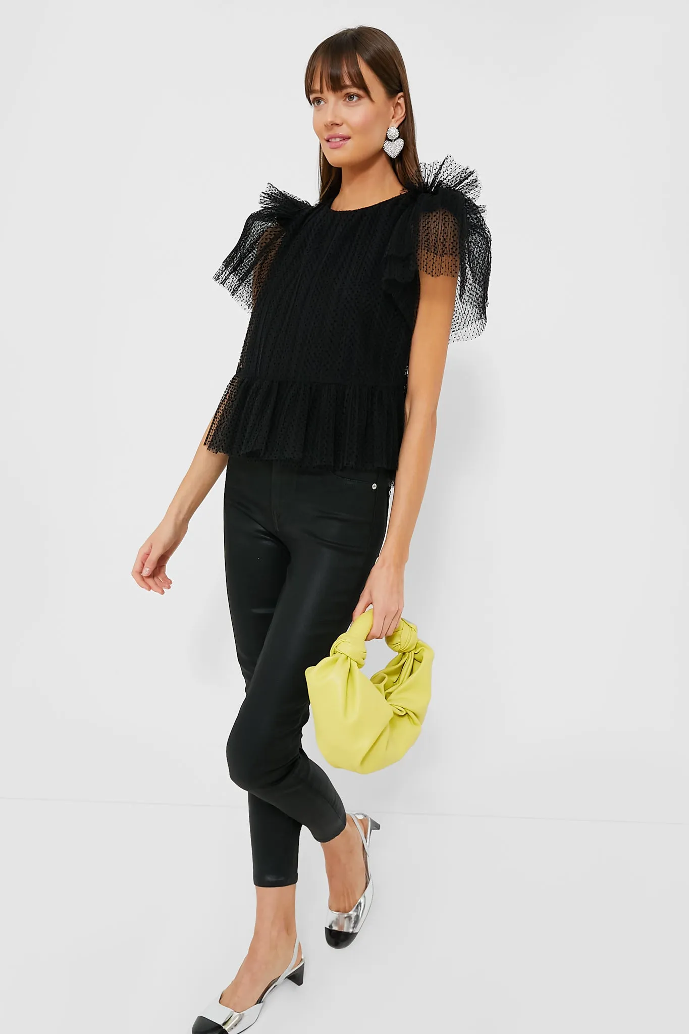 Onyx Flocked Tulle Heather Top