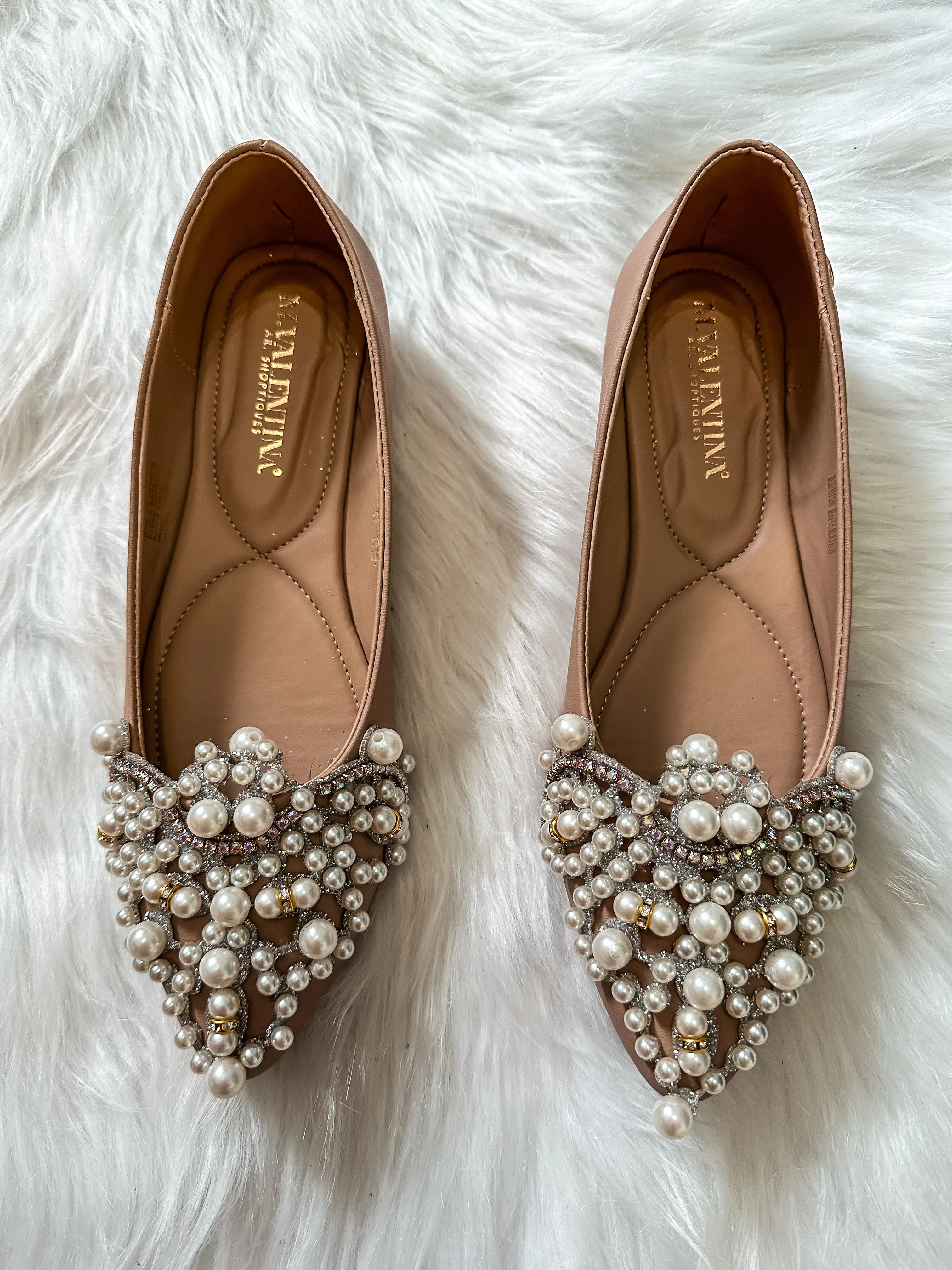 Paris Pearls Nude Flats