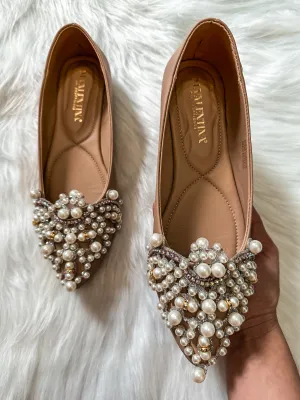 Paris Pearls Nude Flats