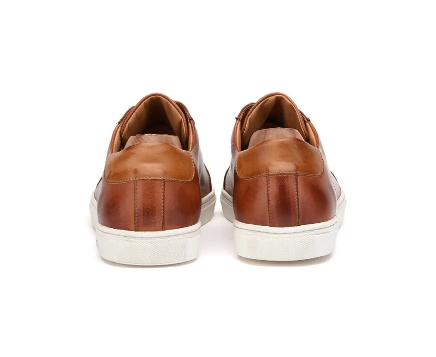 Patina Chestnut Men&#039;s leather Trainers - INGLEWOOD