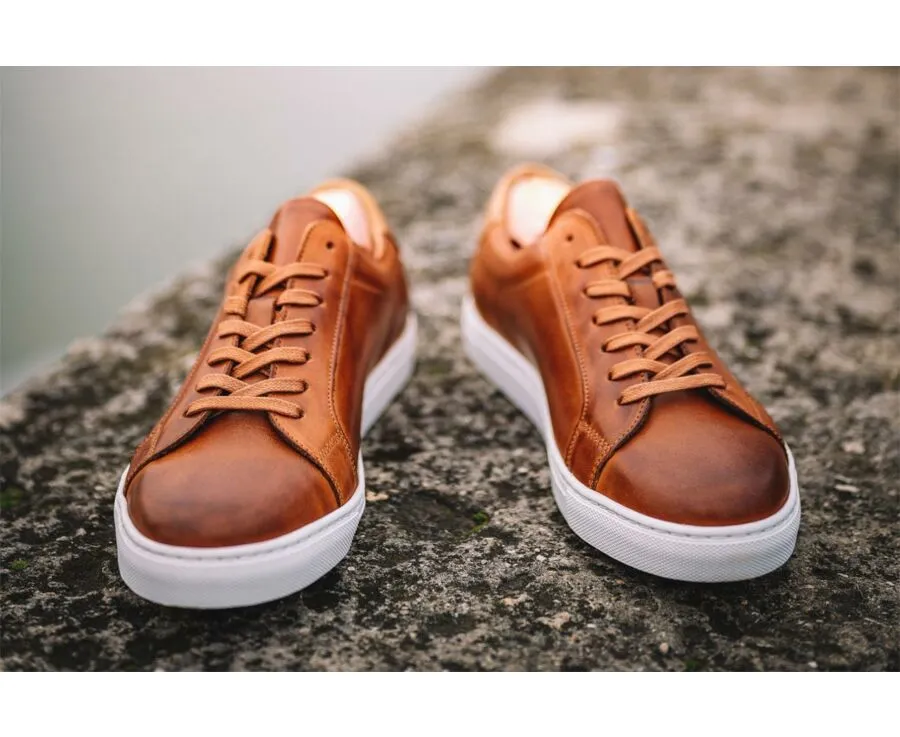 Patina Chestnut Men&#039;s leather Trainers - INGLEWOOD