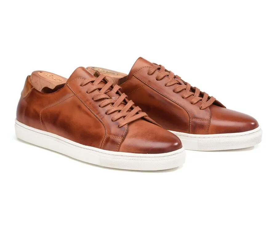 Patina Chestnut Men&#039;s leather Trainers - INGLEWOOD
