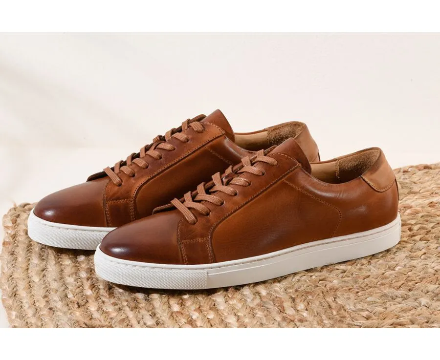 Patina Chestnut Men&#039;s leather Trainers - INGLEWOOD