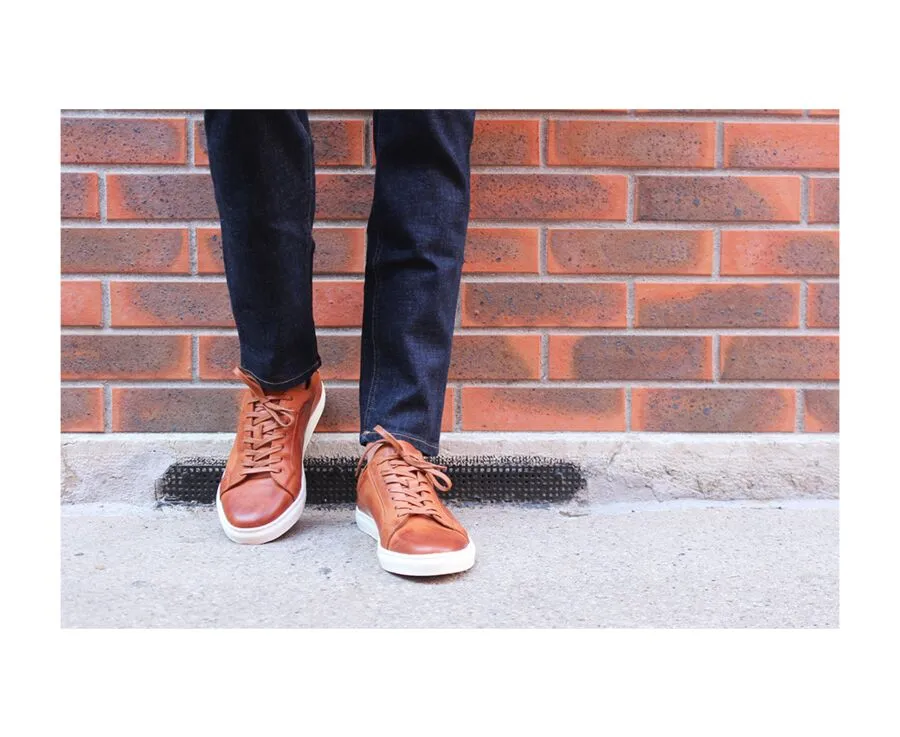 Patina Chestnut Men&#039;s leather Trainers - INGLEWOOD