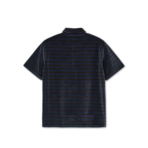 Polar Skate Velour Polo Shirt - Grey Blue