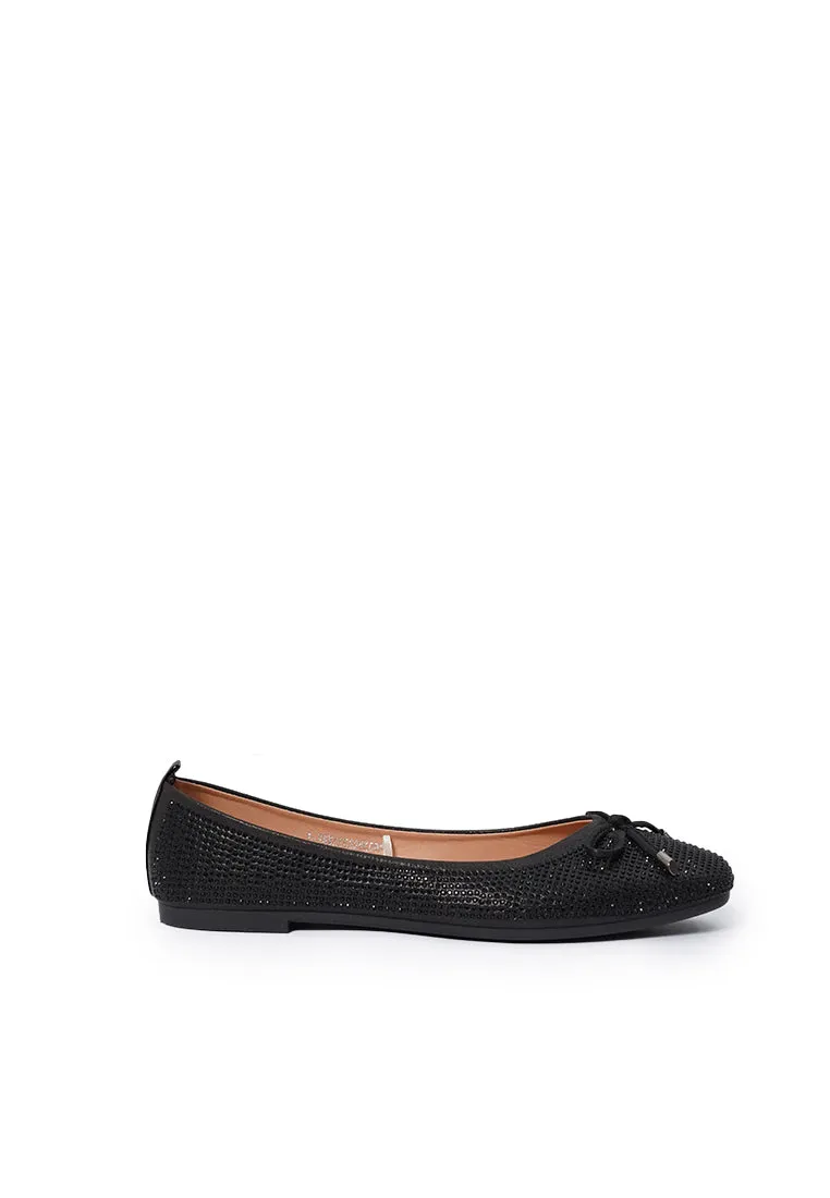 Rhinestone Flatshoes Black