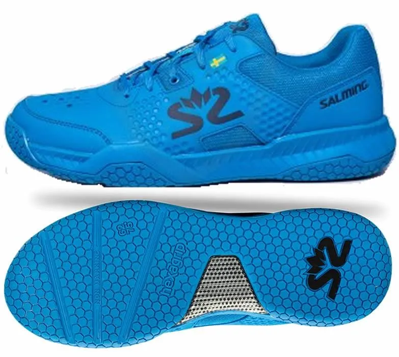 Salming Hawk Court 2022 Mens Badminton Shoes - Blue Posiedon