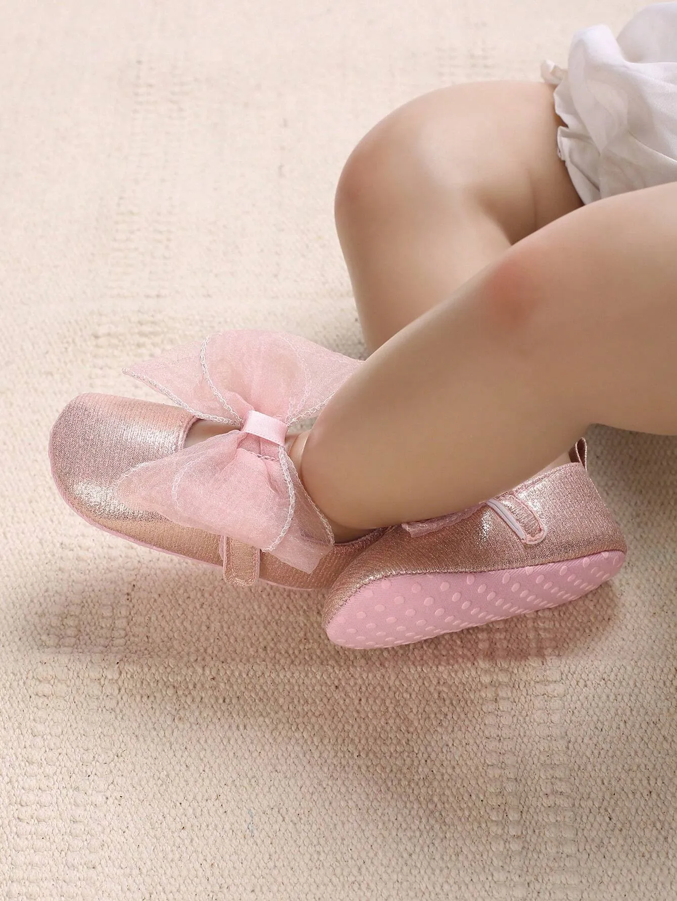 SHEIN Baby Girls Bow Decor Flats For Spring & Fall