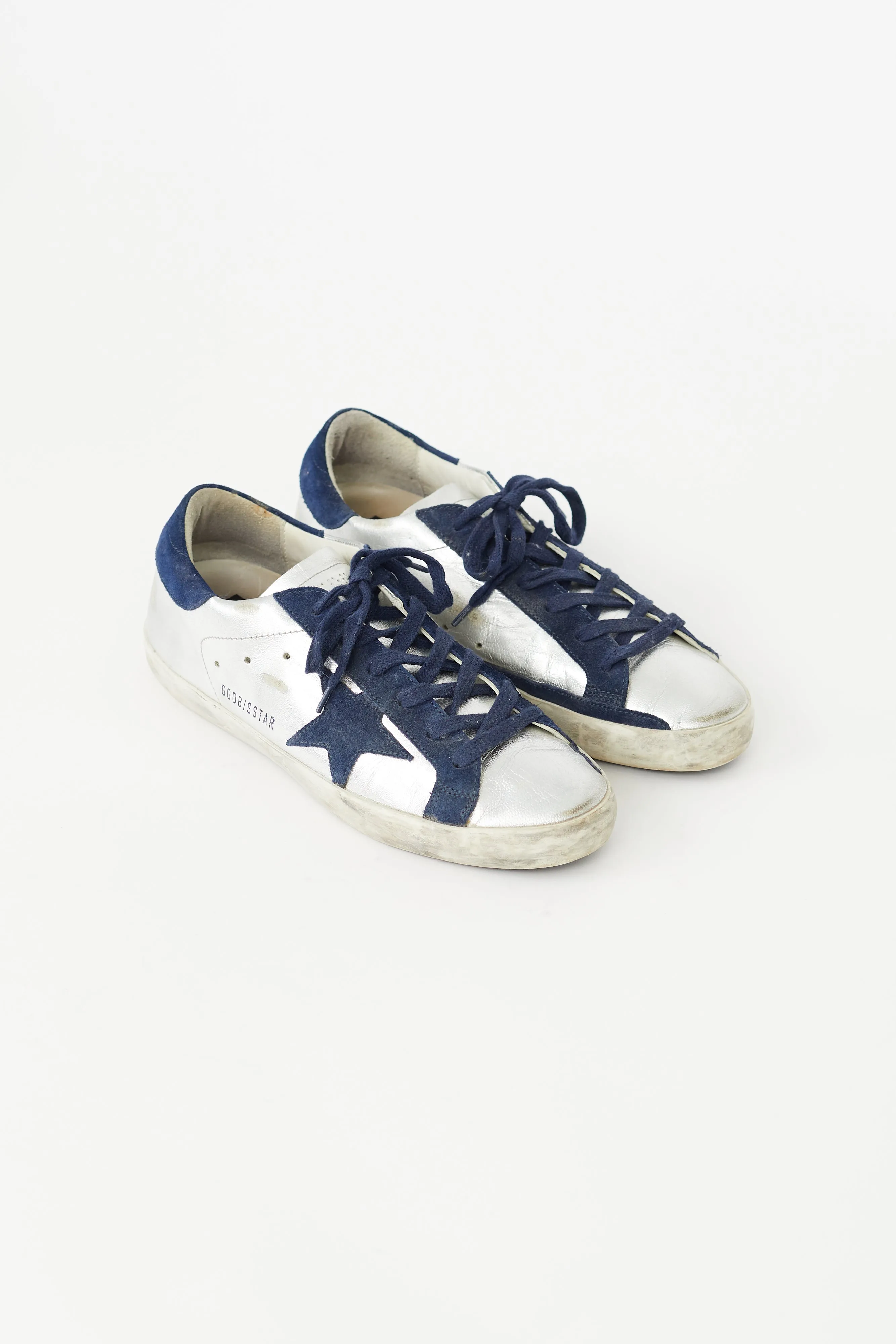 Silver & Navy Super-Star Sneaker