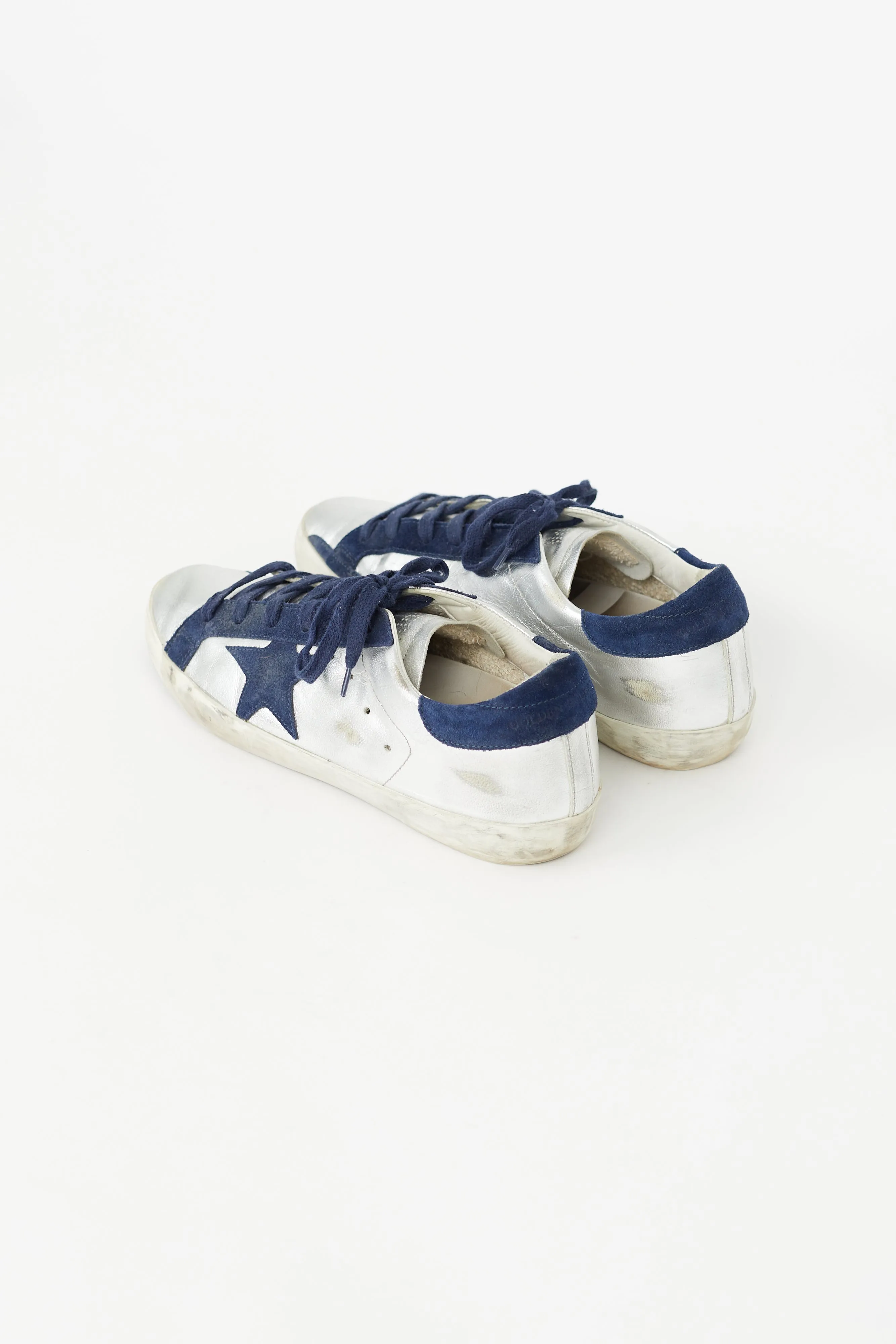 Silver & Navy Super-Star Sneaker