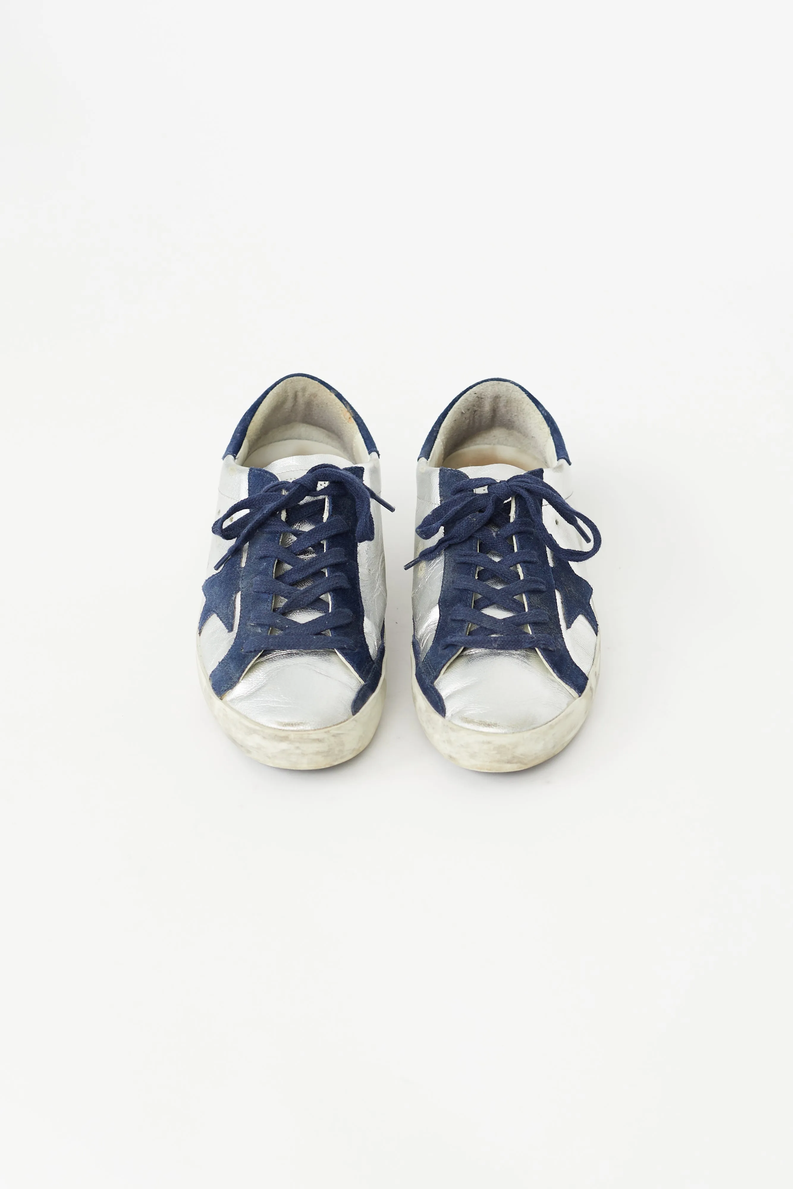 Silver & Navy Super-Star Sneaker